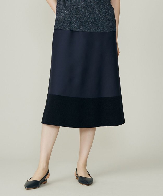 自由区 S モールブロッキングニット スカート ネイビー