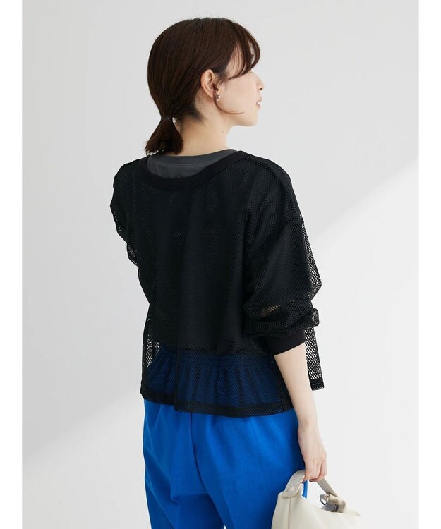 Green Parks ・ＥＬＥＮＣＡＲＥ　ＤＵＥ　２ｗａｙメッシュカーディガン Black