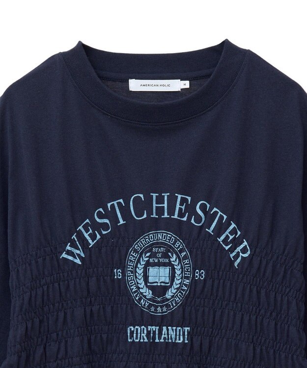 AMERICAN HOLIC カレッジプリントシャーリングプルオーバー Navy