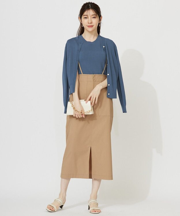 ANY SIS S 【2WAY】フロントジップタイト スカート シャンブレーベージュ