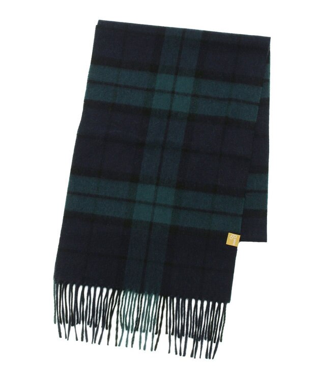 MOONBAT WEB限定【洗える】ミエル (miel) カシミヤ100％ チェックマフラー ネイビーブルー