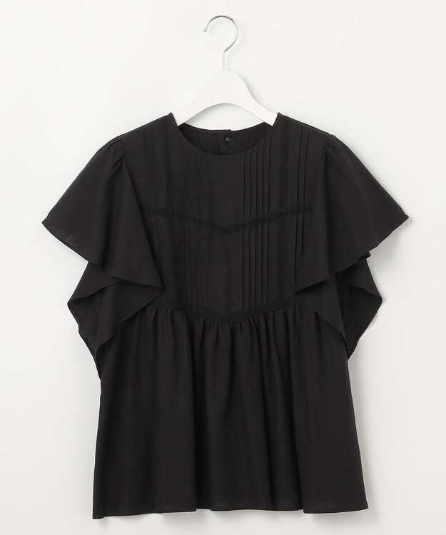 23区 S 【SLOW/一部店舗限定】ブライトリネン デザイン ブラウス ブラック系