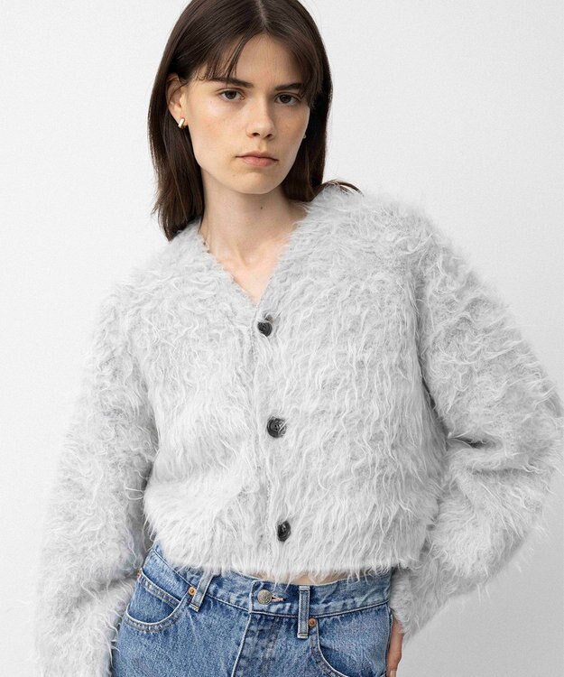 NAVE 【Nave】モヘアシャギー ショートカーディガン ライトグレー系