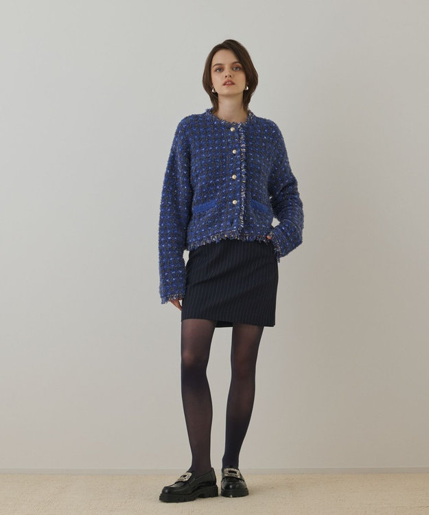 GRACE CONTINENTAL ウールギャバミニスカート ネイビー