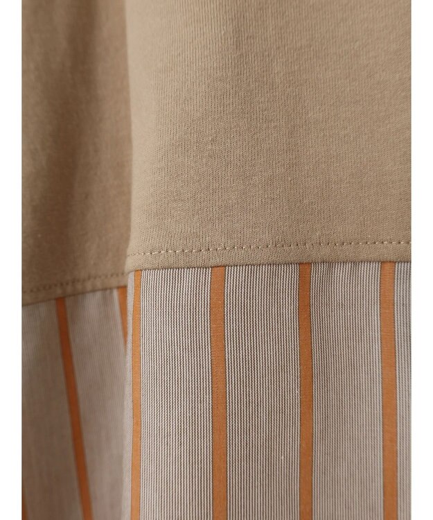 Green Parks ５分袖ドッキングバックスリットチュニック Beige