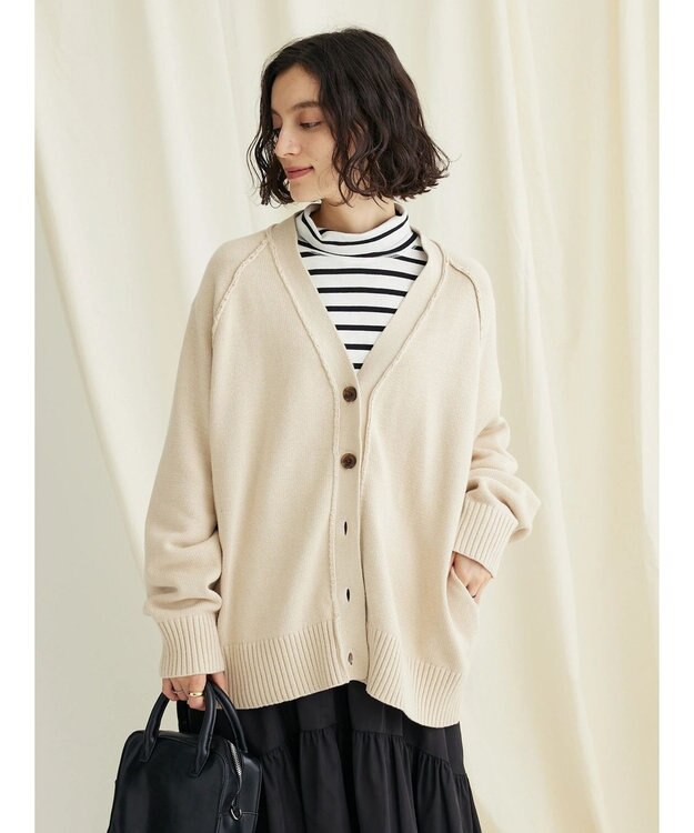 CRAFT STANDARD BOUTIQUE Ｖネックアウトリンキングカーディガン Beige
