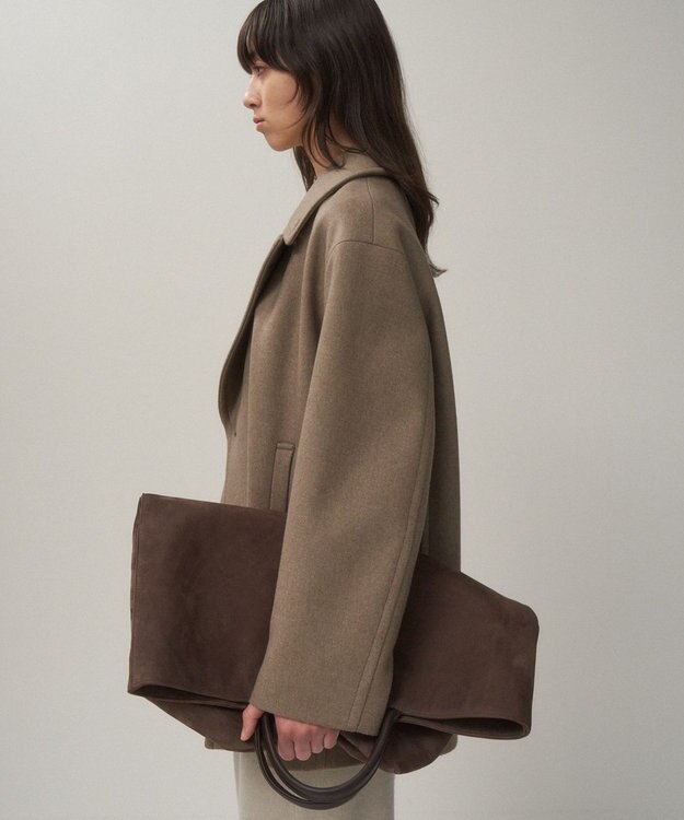 ATON SUPER 120S DOUBLE MELTON | セミダブルショートコート TOP BROWN