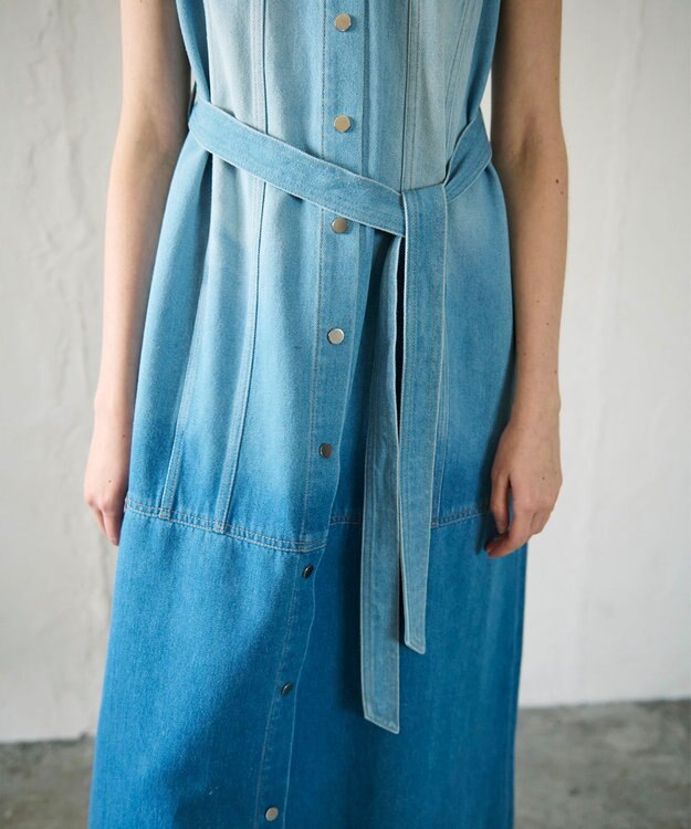 GRACE CONTINENTAL デニムストレートロングワンピース2 バイカラー