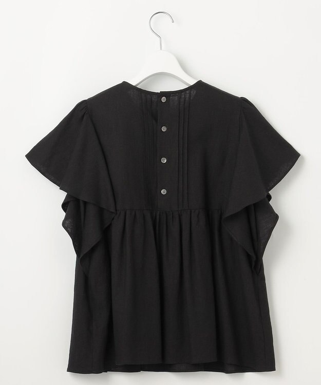 23区 【SLOW/一部店舗限定】ブライトリネン デザイン ブラウス ブラック系