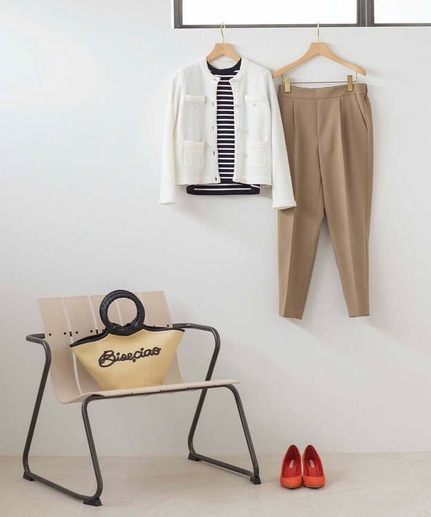 組曲 スパンコールエンブロイダリーカゴバッグ ベージュ系