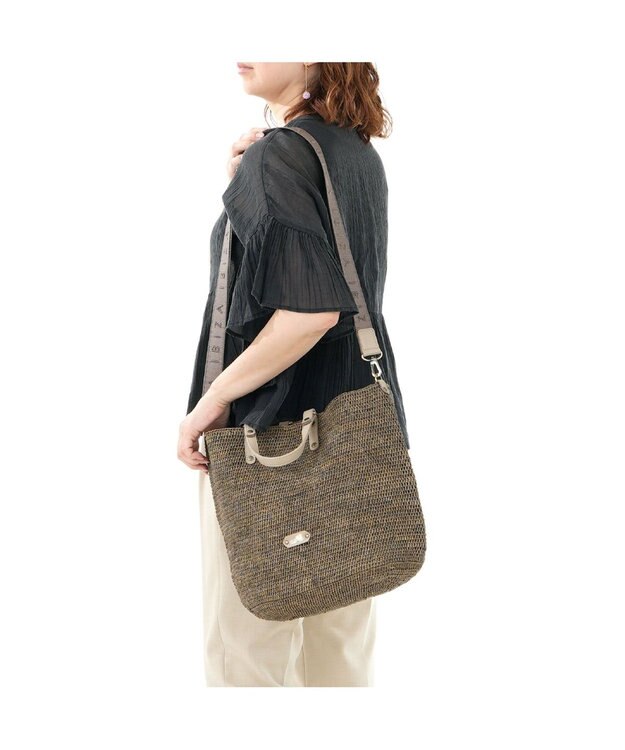 IBIZA ラフィア　2WAYバッグ（草木染め） グレー
