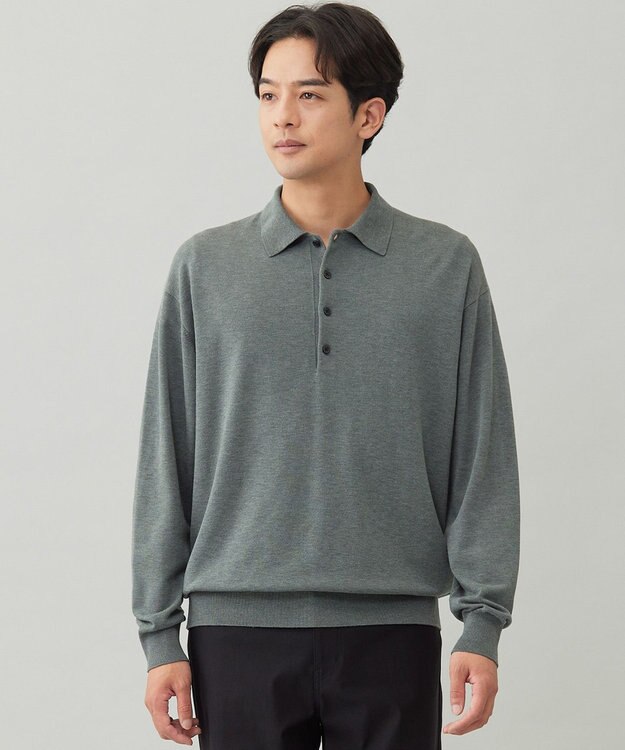 UNFILO MENS 【男女兼用】ソフトサーモ アンチピリングニット ポロ チャコール