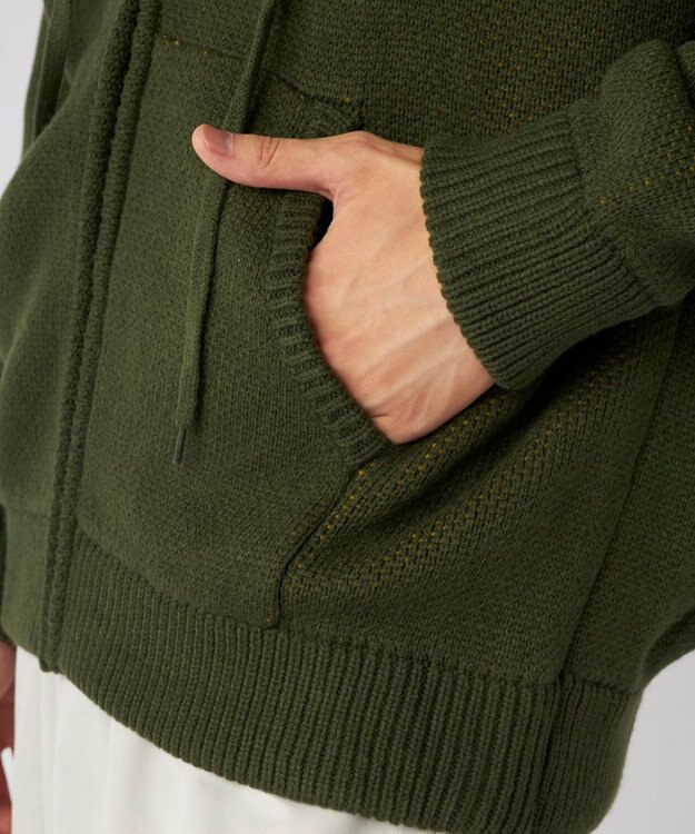 OP／FILA 【ocean pacific】ニットジップパーカー カーキ