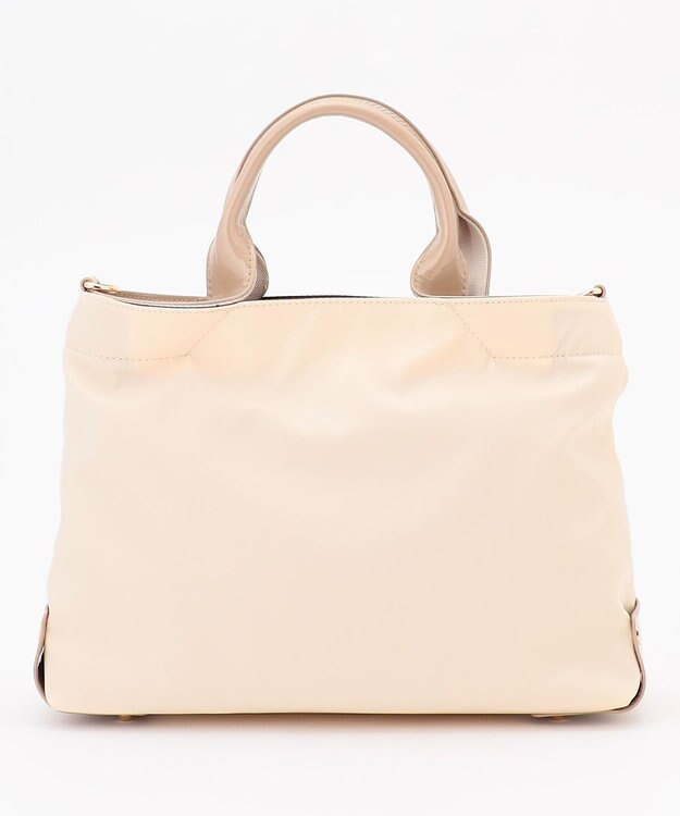 LA BAGAGERIE ツイルナイロン×エナメル 2WAYトートバッグ Sサイズ アイボリー