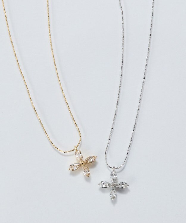 Phoebe 【金属アレルギー対応】フォーペタルズビジューネックレス/ニッケルフリー シルバー シルバー