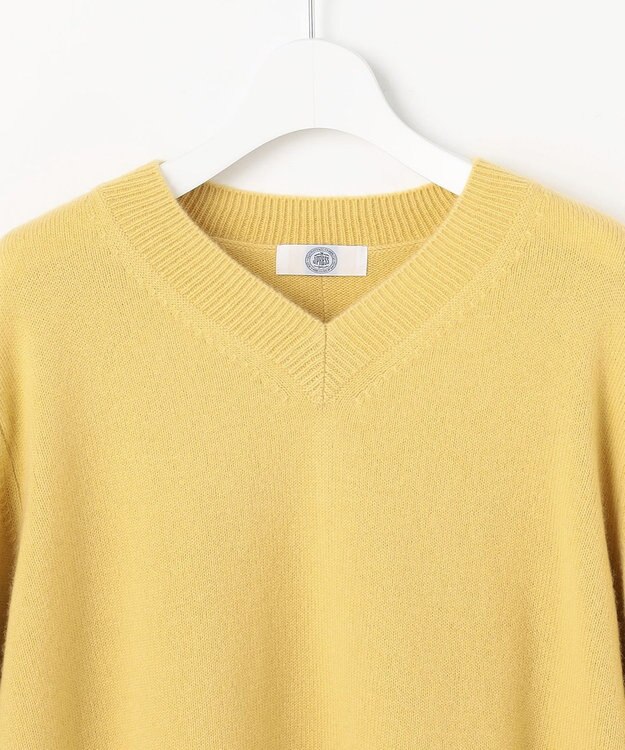 J.PRESS LADIES CASHBIT NEO Vネック ニット イエロー系