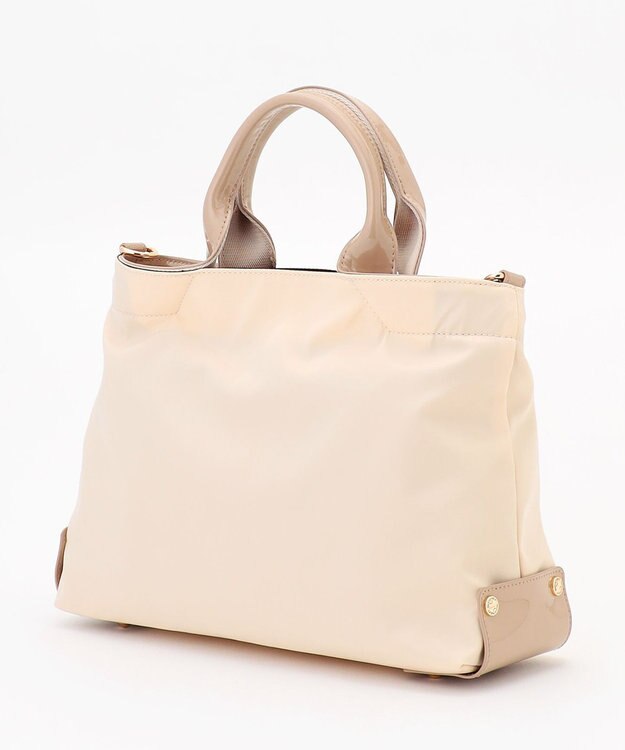 LA BAGAGERIE ツイルナイロン×エナメル 2WAYトートバッグ Sサイズ アイボリー