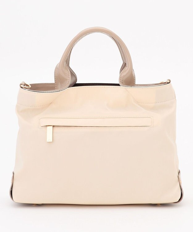 LA BAGAGERIE ツイルナイロン×エナメル 2WAYトートバッグ Sサイズ アイボリー