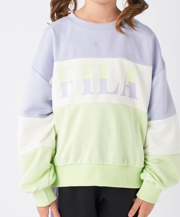 OP／FILA 【FILA】パステルカラークルーネックスウェット/キッズ サックス