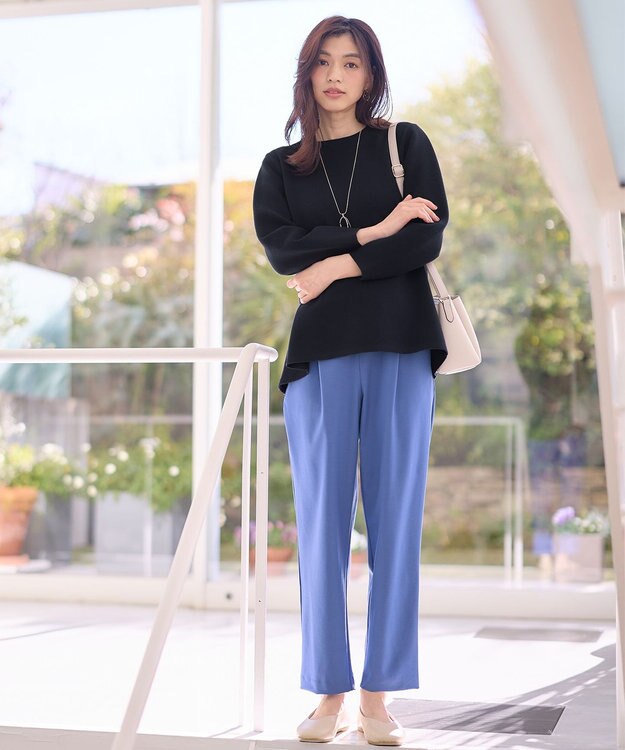 ANY 【ウエストゴム/ストレッチ/セットアップ可】イージィケアストレッチテーパードパンツ ブルー