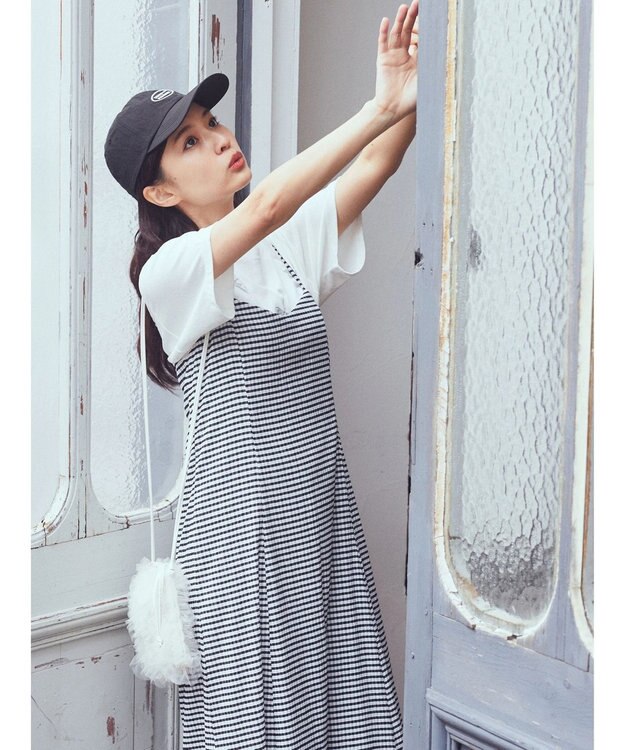 earth music&ecology チェックキャミワンピース Check Black