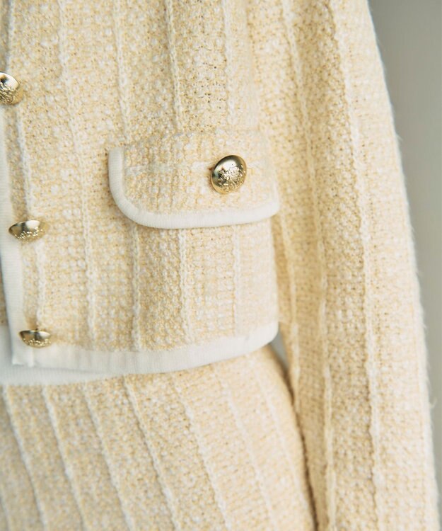 GRACE CONTINENTAL ツイードショートニットカーディガン キナリ