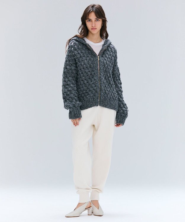 BEIGE， KOKOMO / ウールアルパカメッシュニットパーカー Md.Gray