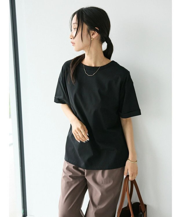 CRAFT STANDARD BOUTIQUE 接触冷感/抗菌防臭/ 前後2WAY半袖スクエアネックTee Black