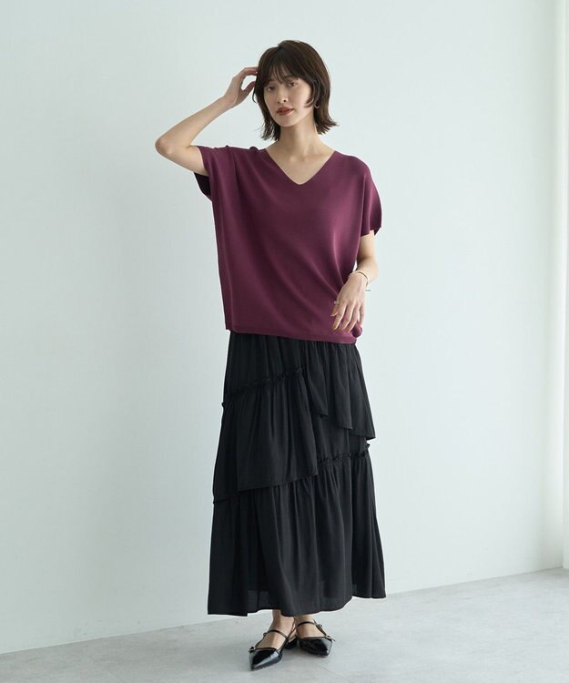 YECCA VECCA アシンメトリーラッフルスカート Black