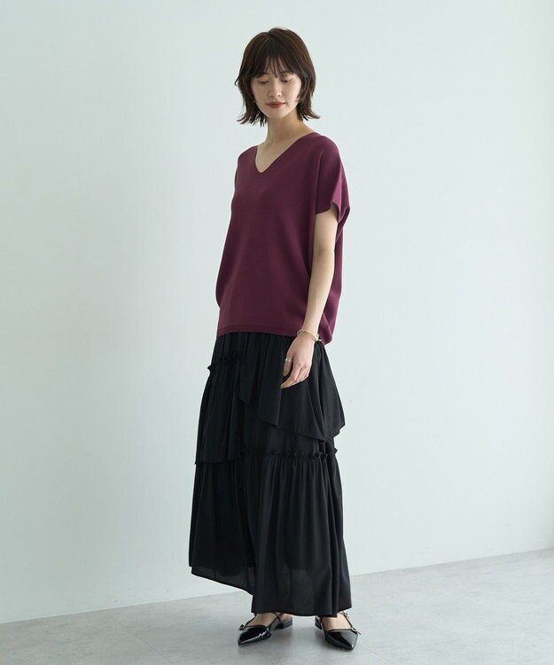 YECCA VECCA アシンメトリーラッフルスカート Black