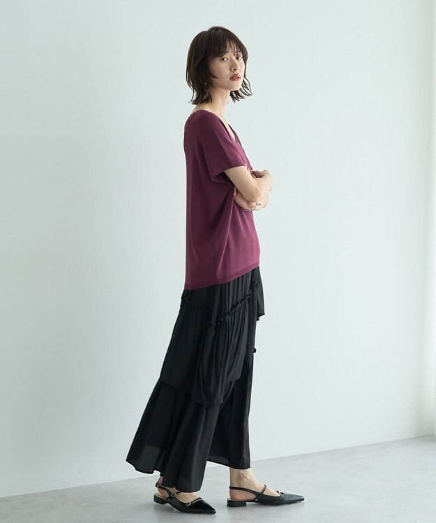 YECCA VECCA アシンメトリーラッフルスカート Black