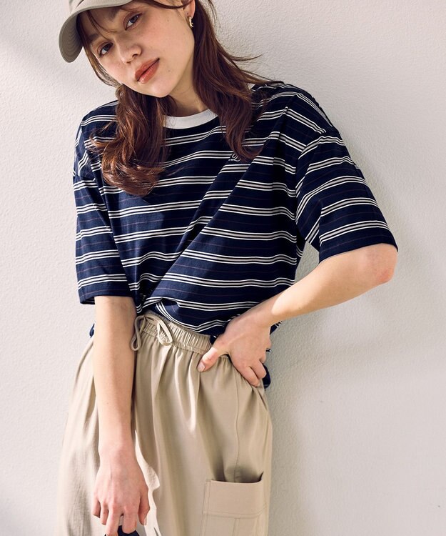 ANY リンガーTシャツ ネイビーボーダー