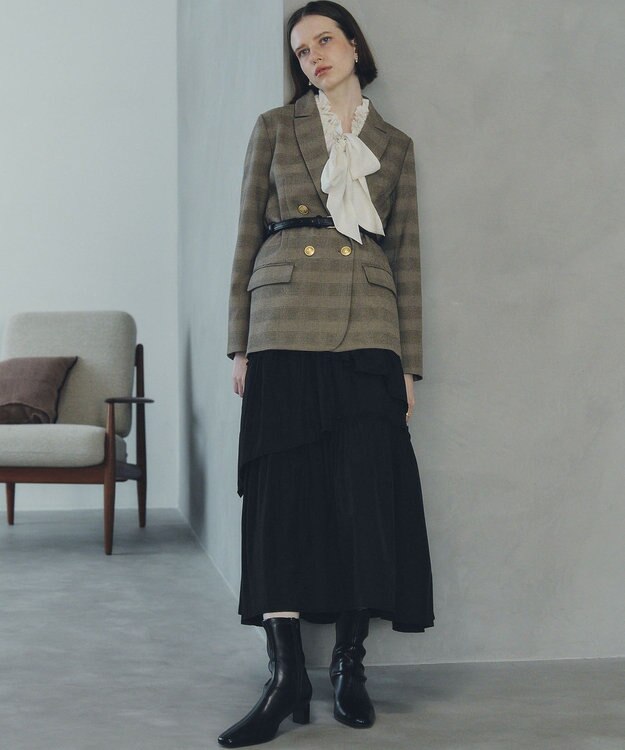 YECCA VECCA アシンメトリーラッフルスカート Black