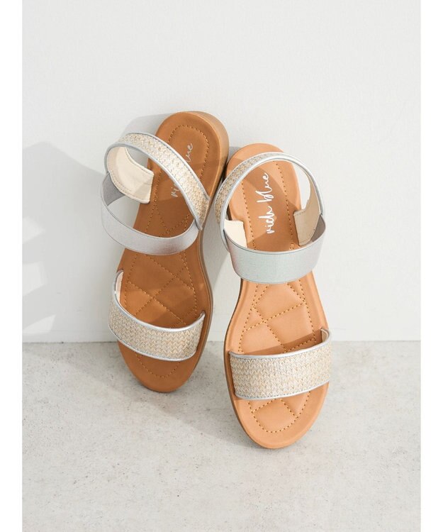 Green Parks ・ｒｉｃｈ　ｂｌｕｅ　雑材フラットサンダル Silver