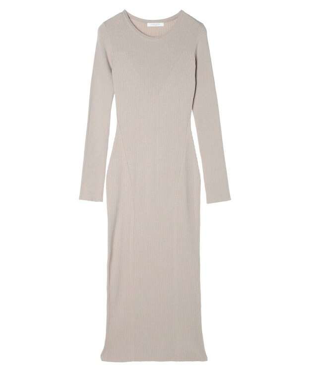 Green Parks タイトシルエットリブニットワンピース Light Gray