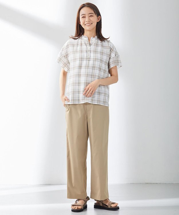 J.PRESS LADIES シアーストライプチェック カットソー ホワイト系3