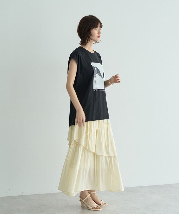 YECCA VECCA アシンメトリーラッフルスカート Ivory