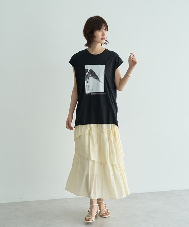 YECCA VECCA アシンメトリーラッフルスカート Ivory