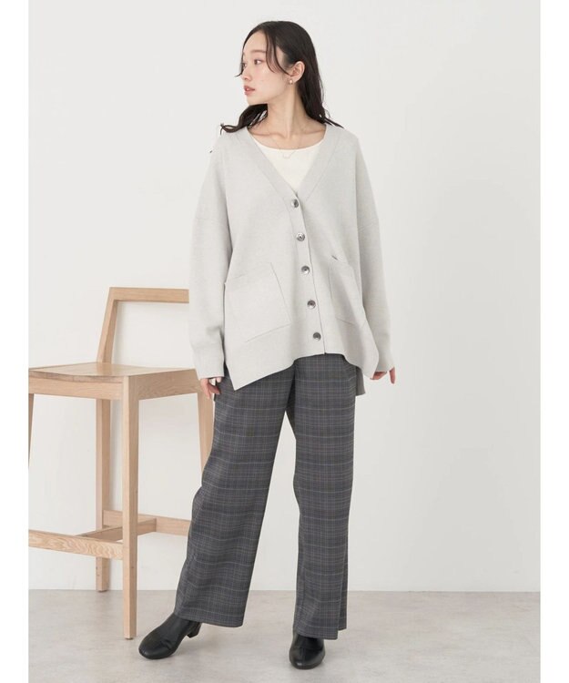 earth music&ecology やわらかタッチＶネックカーディガン Gray Mixture