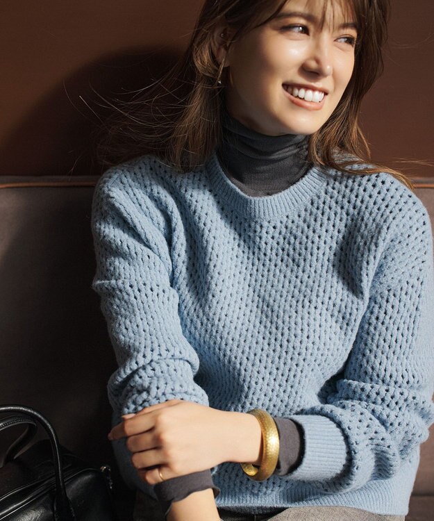 UNFILO 【暖かさ＆着心地の良さで大ヒット】コットンカシミヤ タートルネックカットソー チャコール