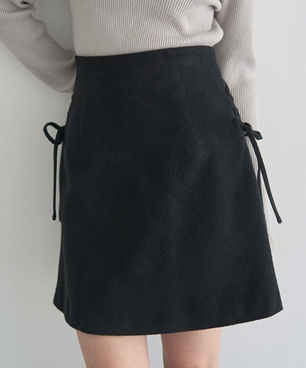 earth music&ecology サイドレースアップミニスカート Black