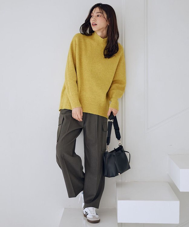 ANY L 【ウエストゴム】カーゴタックパンツ チャコール