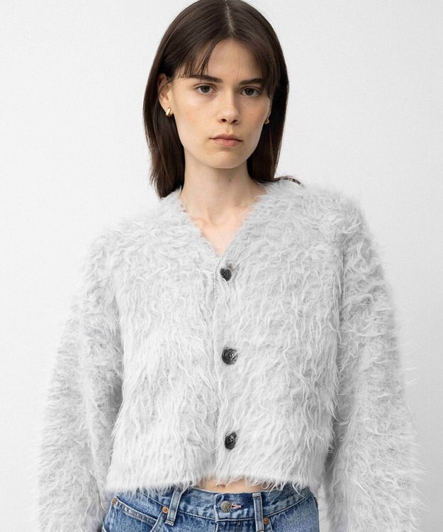 NAVE 【Nave】モヘアシャギー ショートカーディガン ライトグレー系