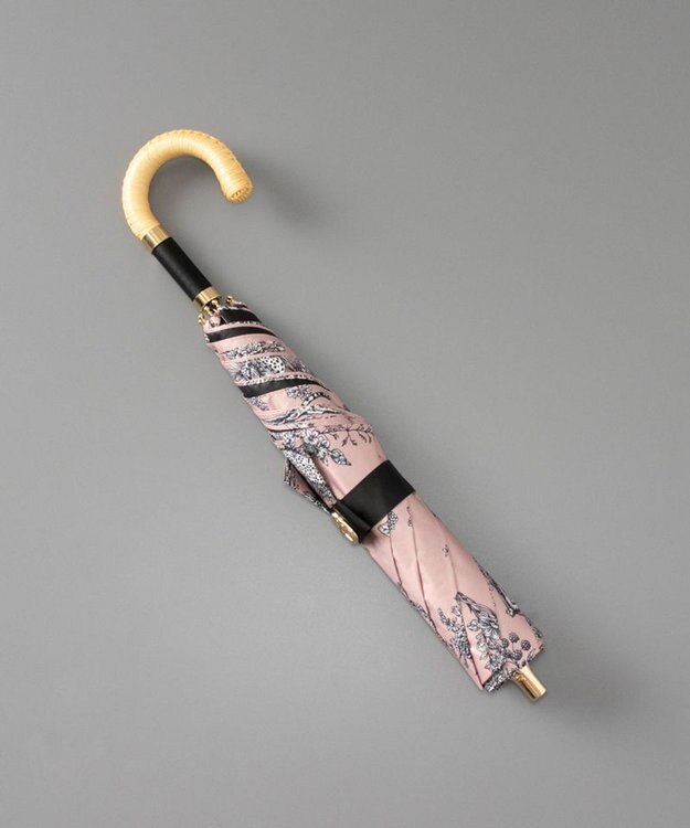 AURORA Beaurance ビューランス プリント柄 晴雨兼用傘 (トップフラット折傘) グレイッシュピンク