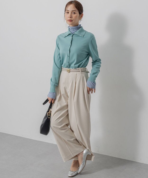 組曲 S 【前後着用可 / 加藤ローサさん着用】スムースストレッチタートル ニット スモーキーグリーン系