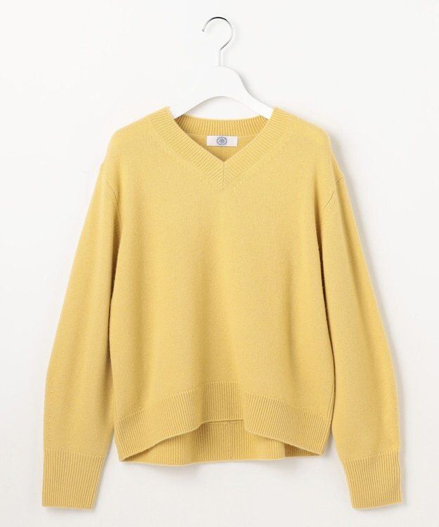 J.PRESS LADIES CASHBIT NEO Vネック ニット イエロー系