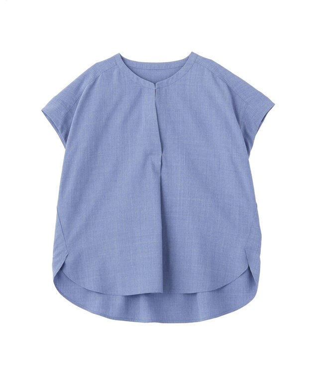 YECCA VECCA 【マシンウォッシャブル】サラサラスキッパーブラウス Blue