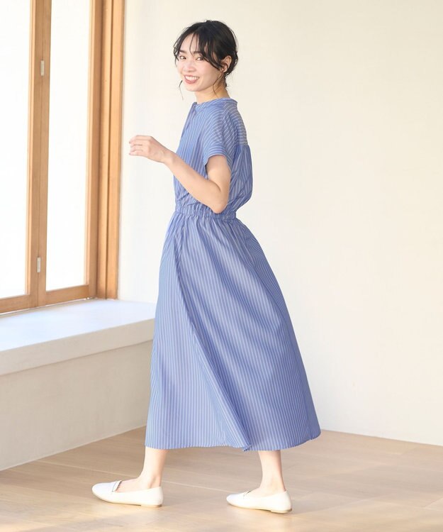 ANY 【UVケア・接触冷感・吸水速乾】ラク映え スキッパーワンピース ブルー系