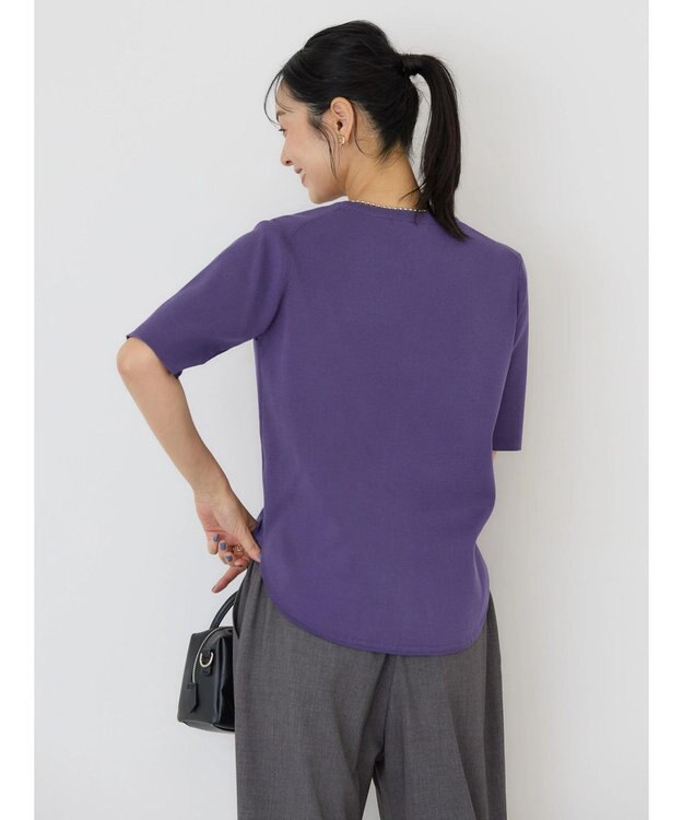 AMERICAN HOLIC ５分袖ニットプルオーバー Purple