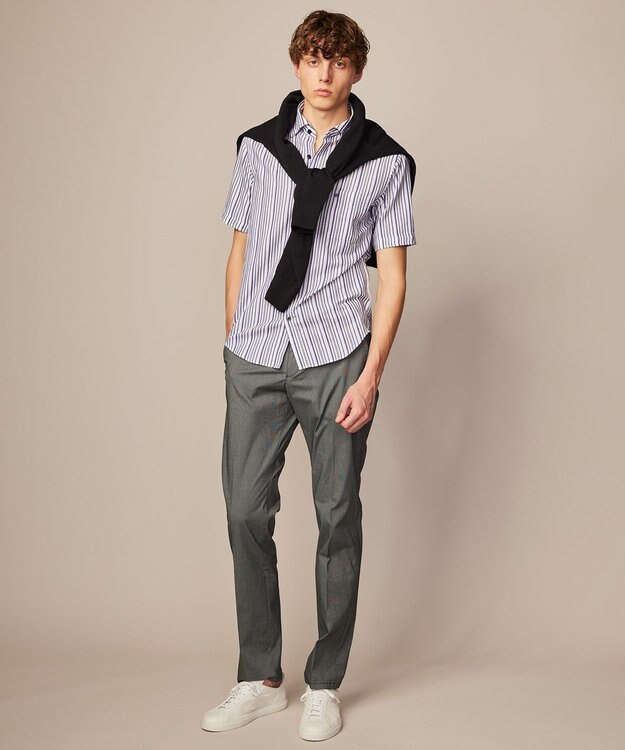 JOSEPH ABBOUD 【キングサイズ・サステイナブル】ソアロンストライプ シャツ パープル系1